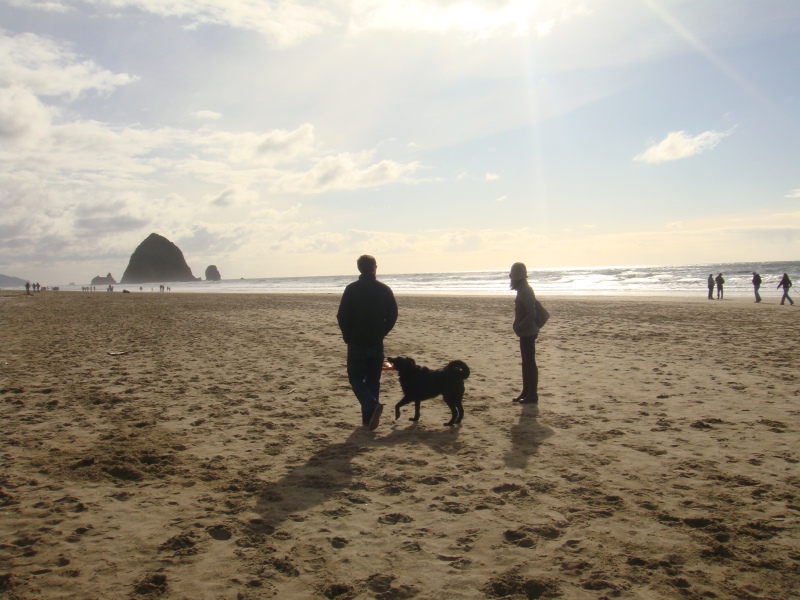 Jeff, Amy & Coop at Cannon Beach