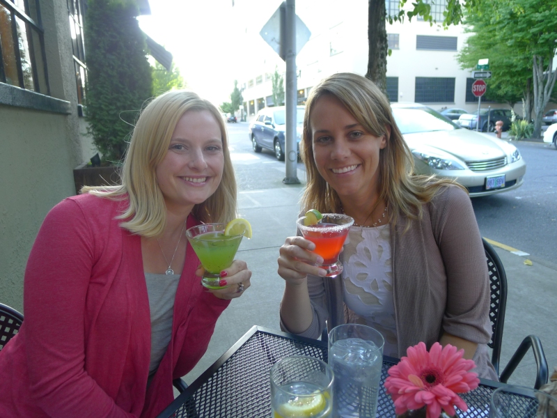 Lindsay and I enjoying our girly drinks before we switched over to the paper bag beers
