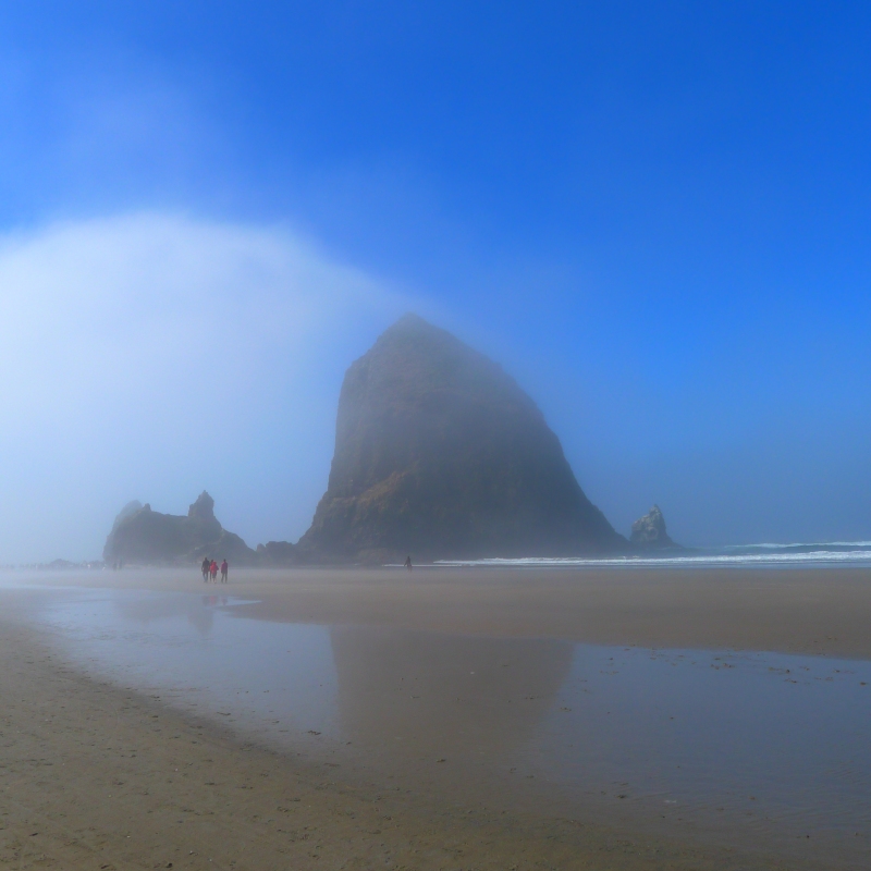 The mist rolling in at Cannon Beach