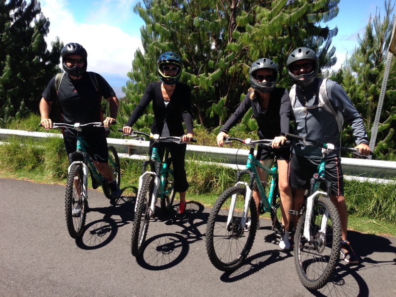 Ready to rock on our bike tour down the mountain/volcano