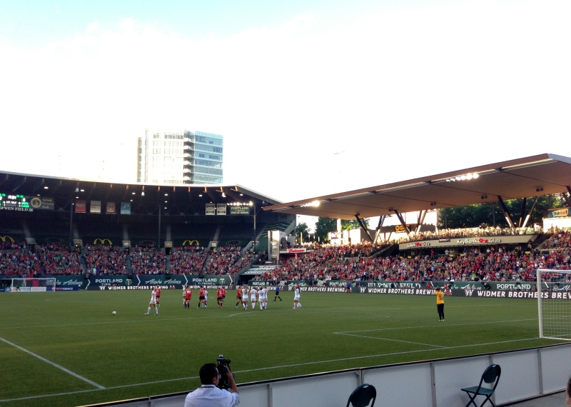 The Thorns score! Checking out the game from the SD1 section.